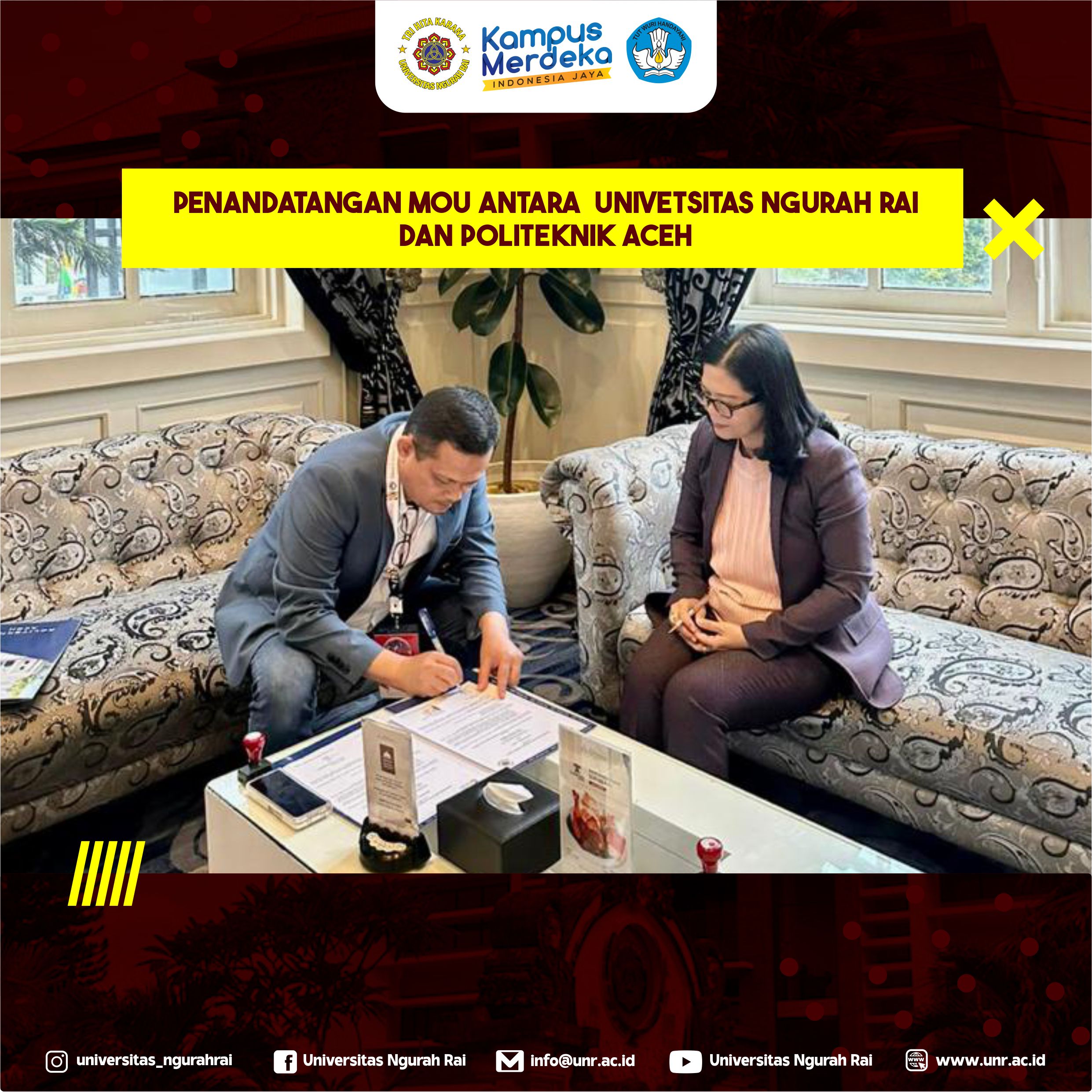 Penandatangan MOU Antara Univetsitas Ngurah Rai Dan Politeknik Aceh ...